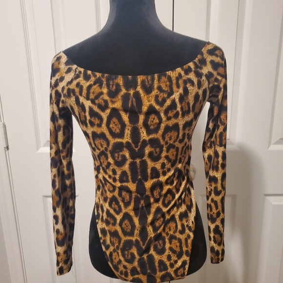 NWT- Leopard Print High Cut  Shoulder Bodysuit - Picture 3 of 8